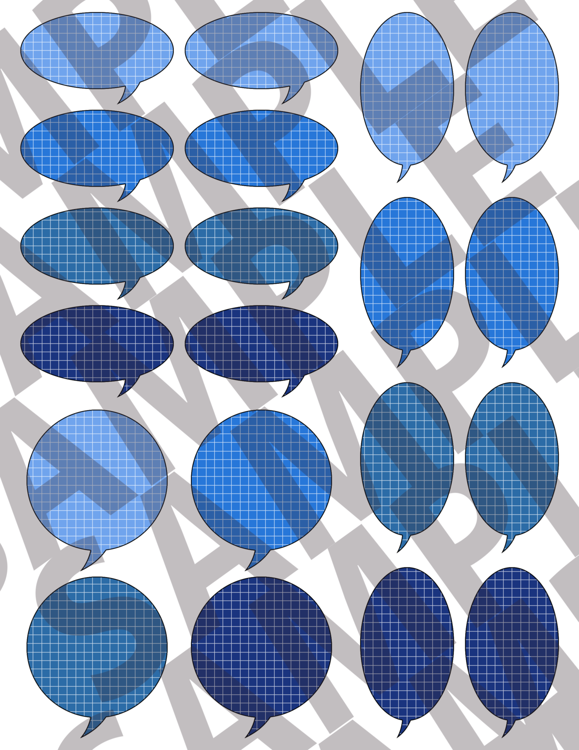 Blue - Round Grid Speech Bubbles