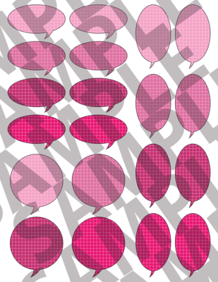 Pink - Round Grid Speech Bubbles