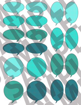 Turquoise - Round Grid Speech Bubbles