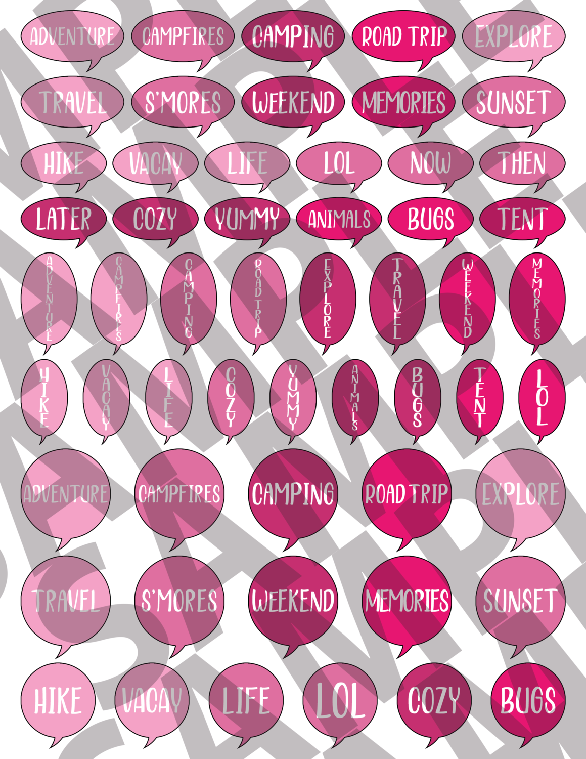 Pink - Round Smaller Text Speech Bubbles