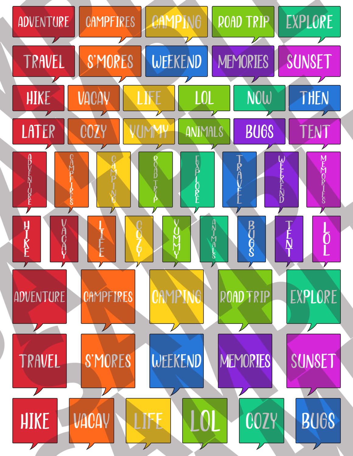 Radiant Rainbow - Square Smaller Text Speech Bubbles