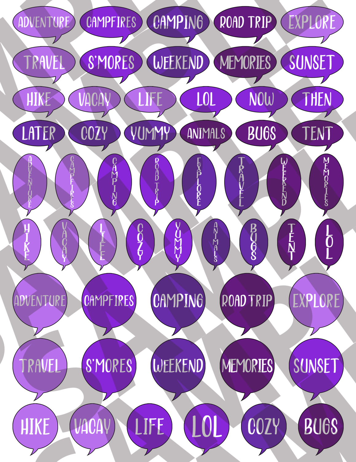 Purple - Round Smaller Text Speech Bubbles