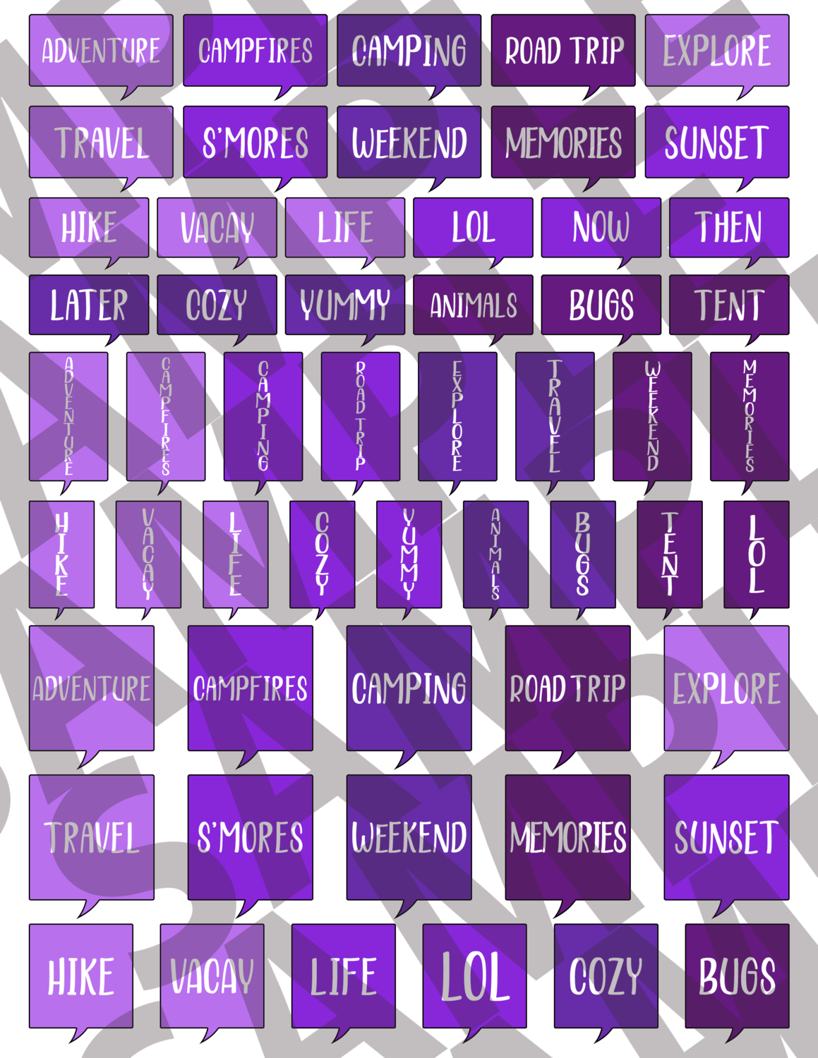 Purple - Square Smaller Text Speech Bubbles