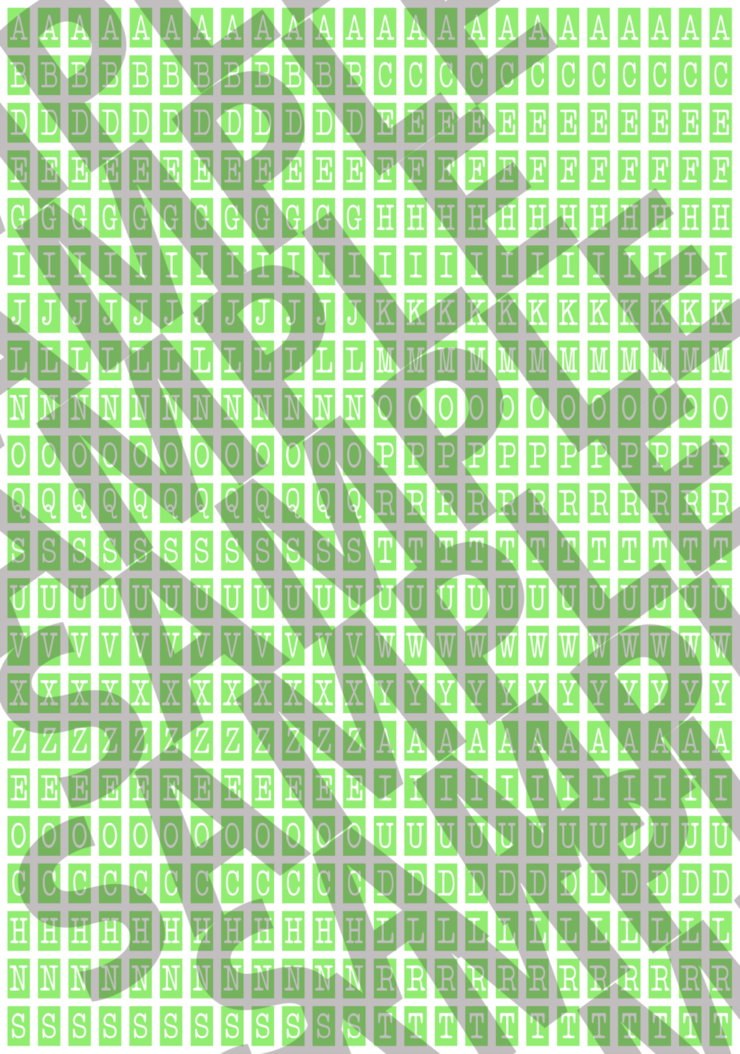 White Text Green 1 - 'Typewriter' Tiny Letters
