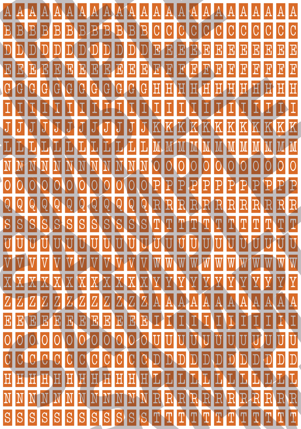 White Text Orange 1 - 'Typewriter' Tiny Letters