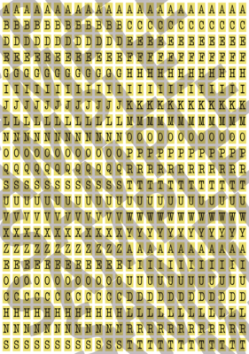 Black Text Yellow 1 - 'Typewriter' Tiny Letters