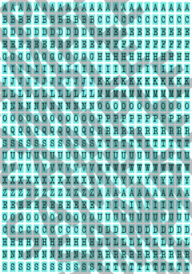 Black Text Turquoise 1 - 'Typewriter' Tiny Letters