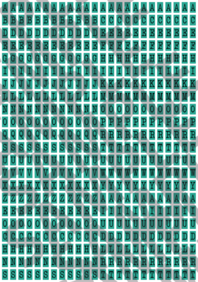 Black Text Turquoise 2 - 'Typewriter' Tiny Letters