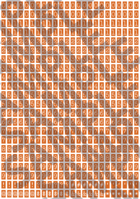 White Text Orange 1 - 'Typewriter' Tiny Numbers