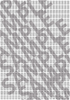 White Text Light Gray 1 - 'Typewriter' Tiny Numbers
