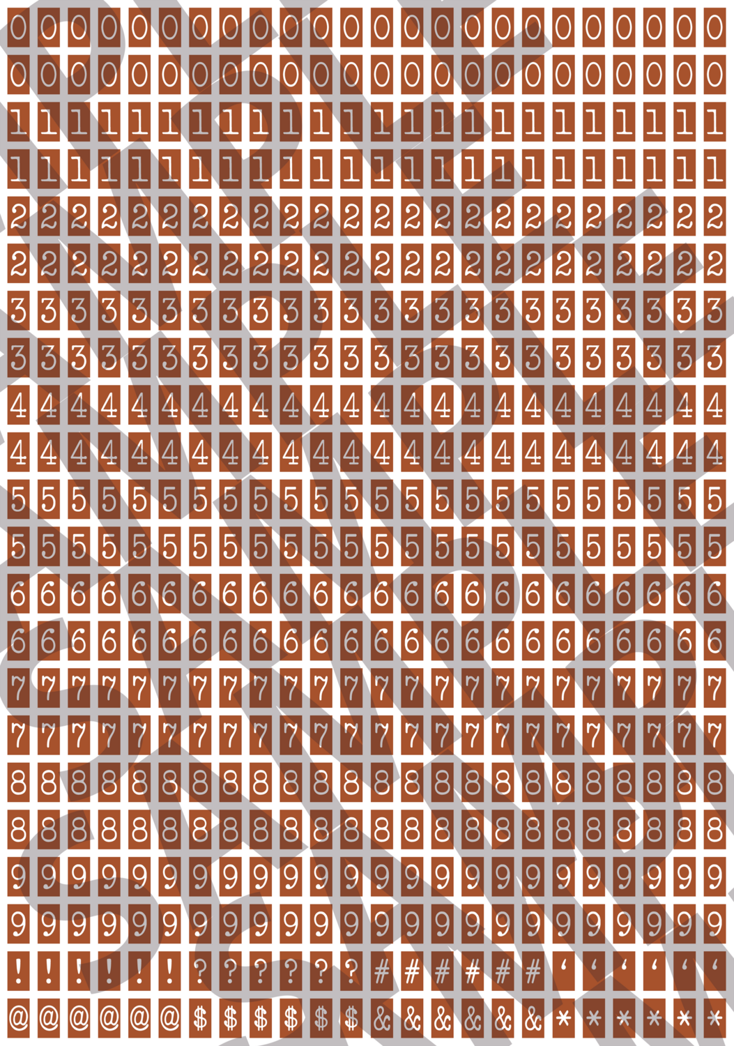 White Text Orange 2 - 'Typewriter' Tiny Numbers