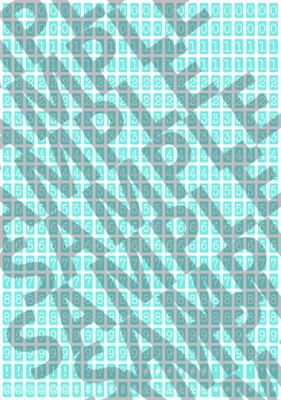 White Text Turquoise 1 - 'Typewriter' Tiny Numbers