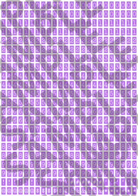 White Text Purple 1 - 'Typewriter' Tiny Numbers