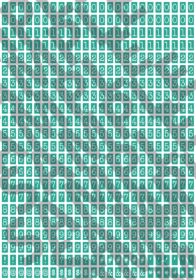 White Text Turquoise 2 - 'Typewriter' Tiny Numbers