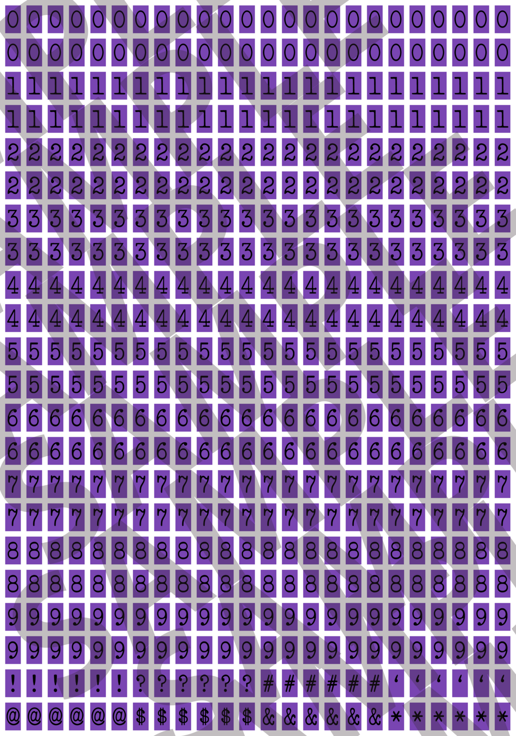 Black Text Purple 2 - 'Typewriter' Tiny Numbers