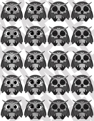 Dark Gray - Fluffy Owls