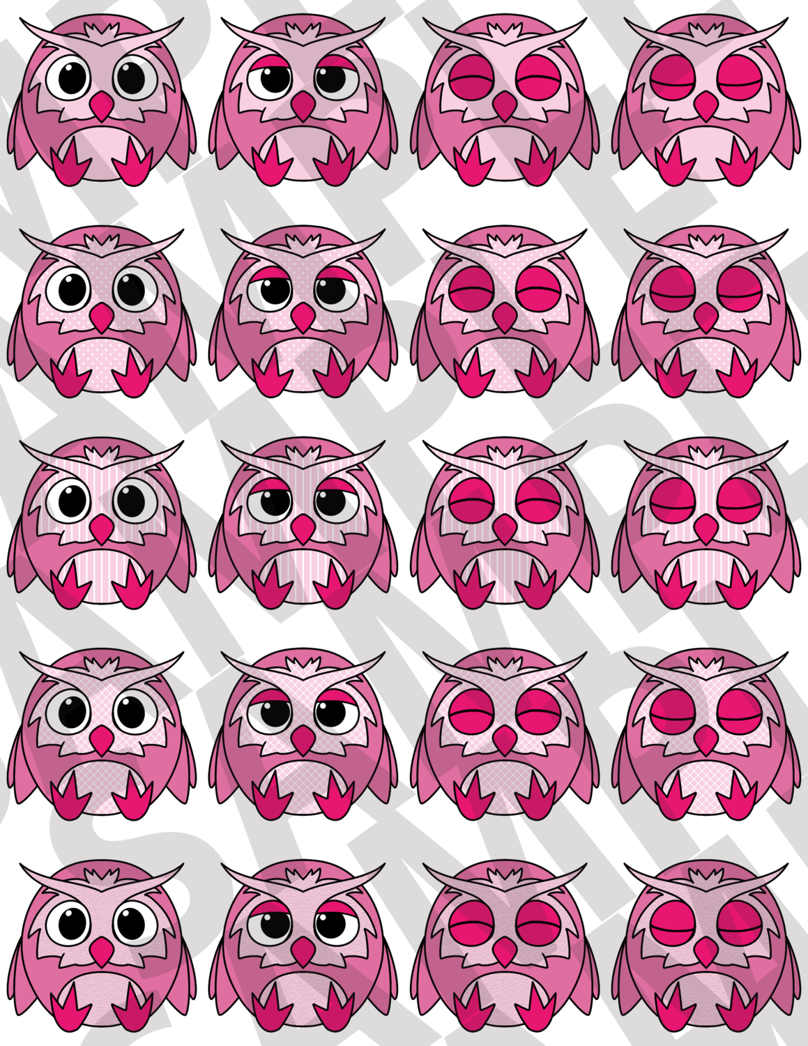 Pink - Fluffy Owls
