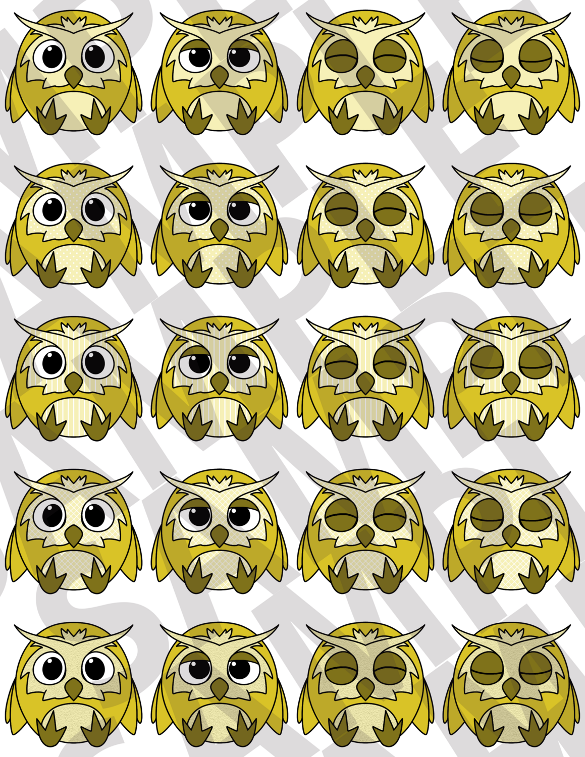 Yellow - Fluffy Owls