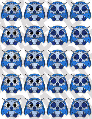 Blue - Fluffy Owls