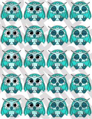 Turquoise - Fluffy Owls