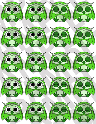 Green - Fluffy Owls