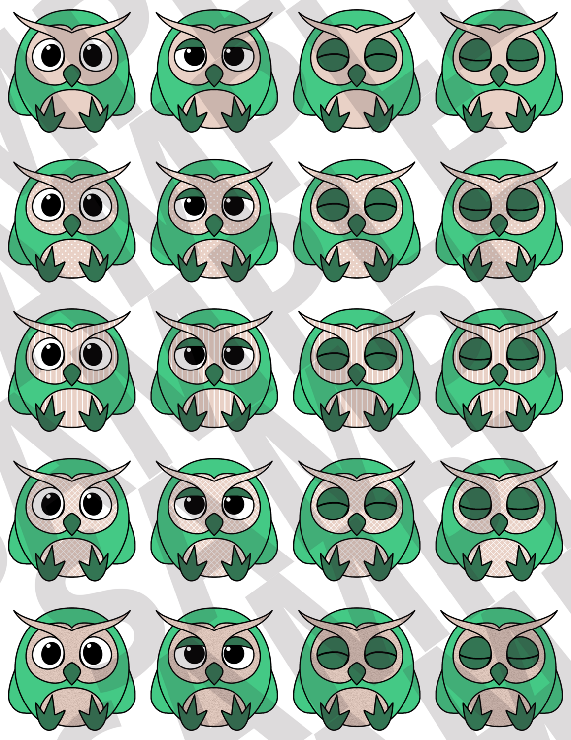 Cozy Cafe Green - Owls