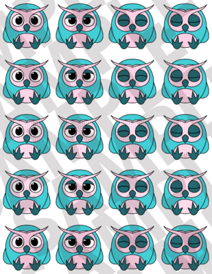 Cozy Cafe Blue - Owls