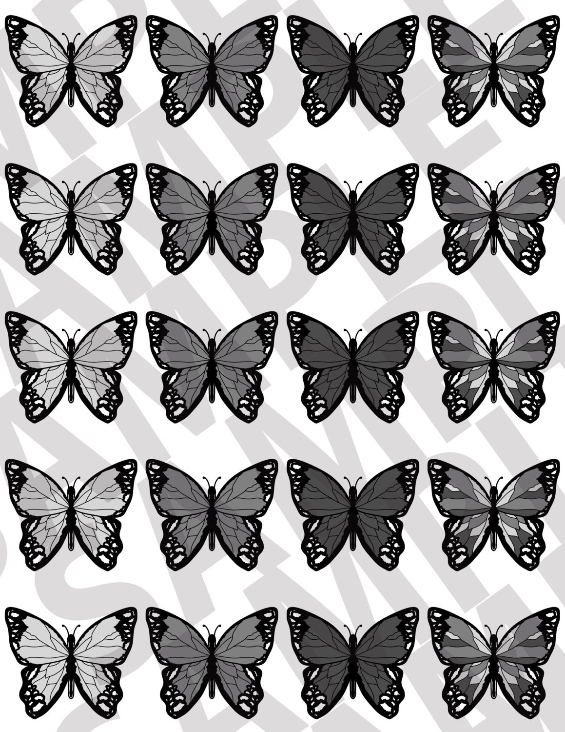 Light Gray - Butterflies