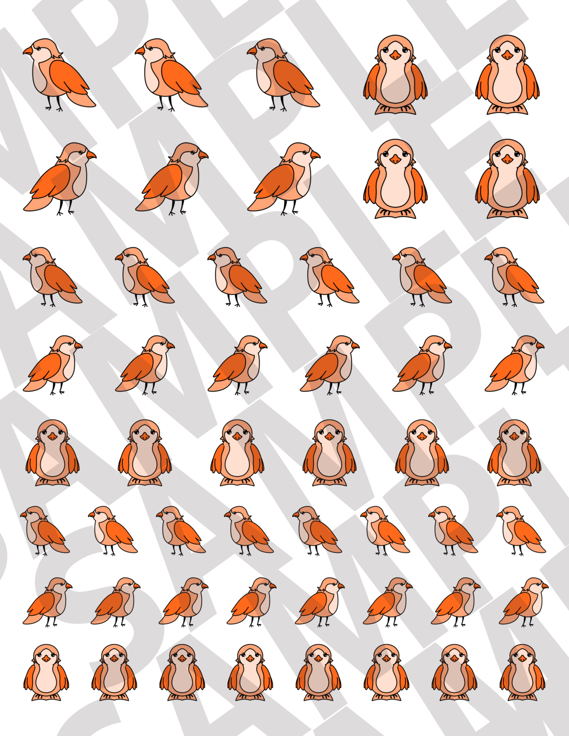 Bright Orange - Smaller Birds