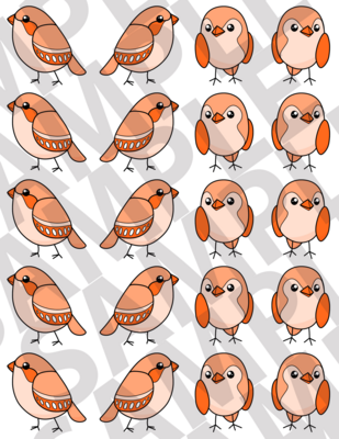 Bright Orange - Simple Birds