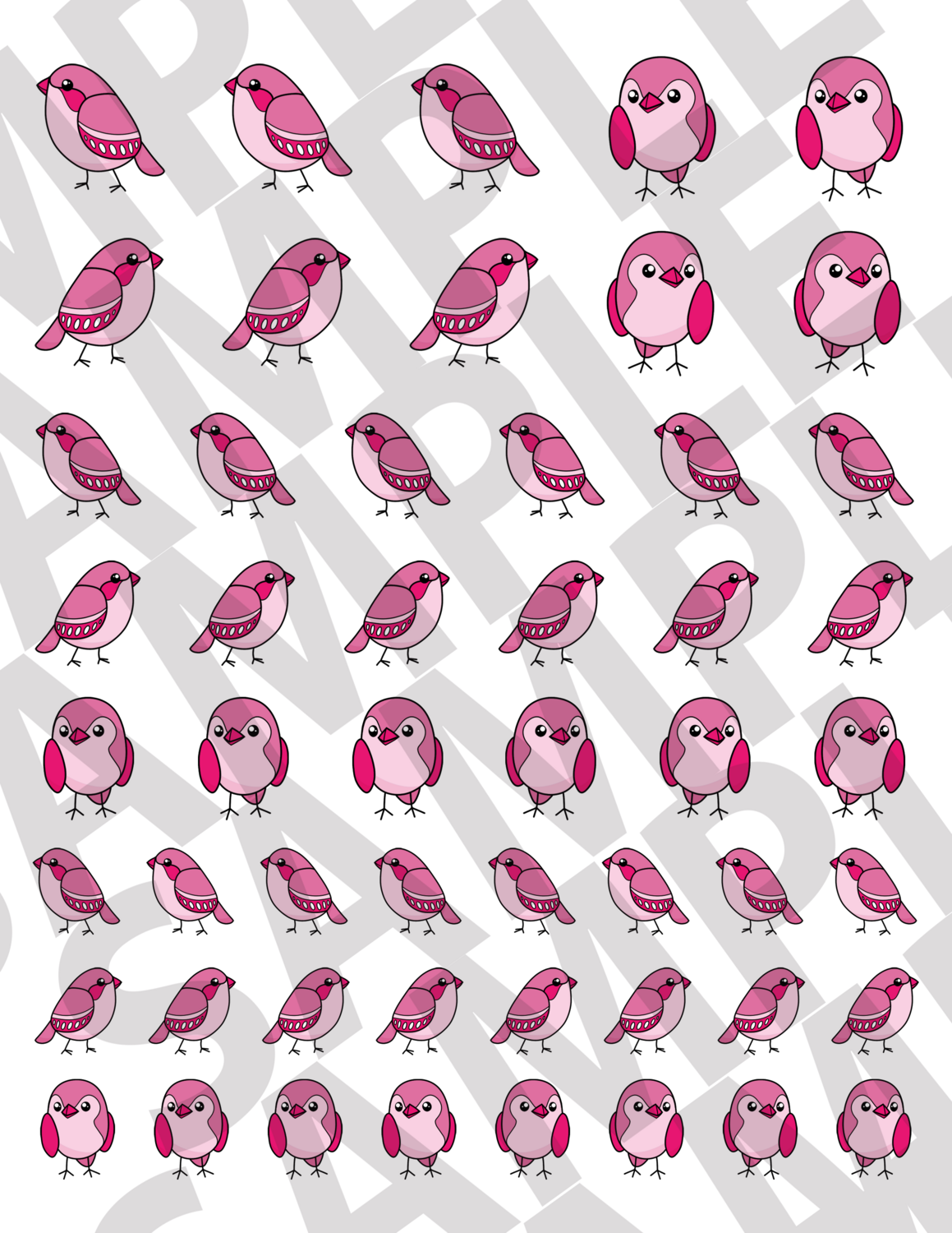 Pink - Smaller Simple Birds