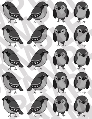 Dark Gray - Simple Birds