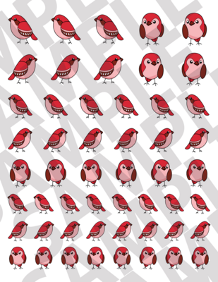Red - Smaller Simple Birds