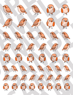 Bright Orange - Smaller Simple Birds