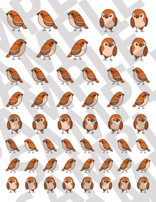 Orange - Smaller Simple Birds