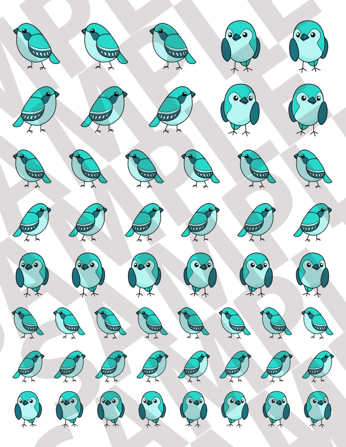 Turquoise - Smaller Simple Birds