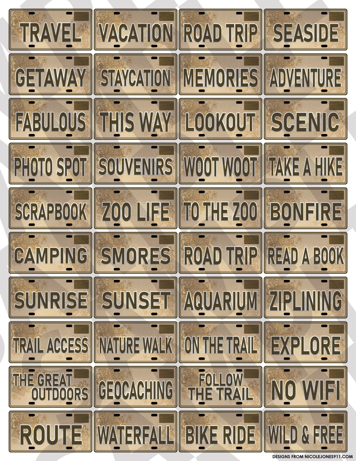 Brown - Words License Plates