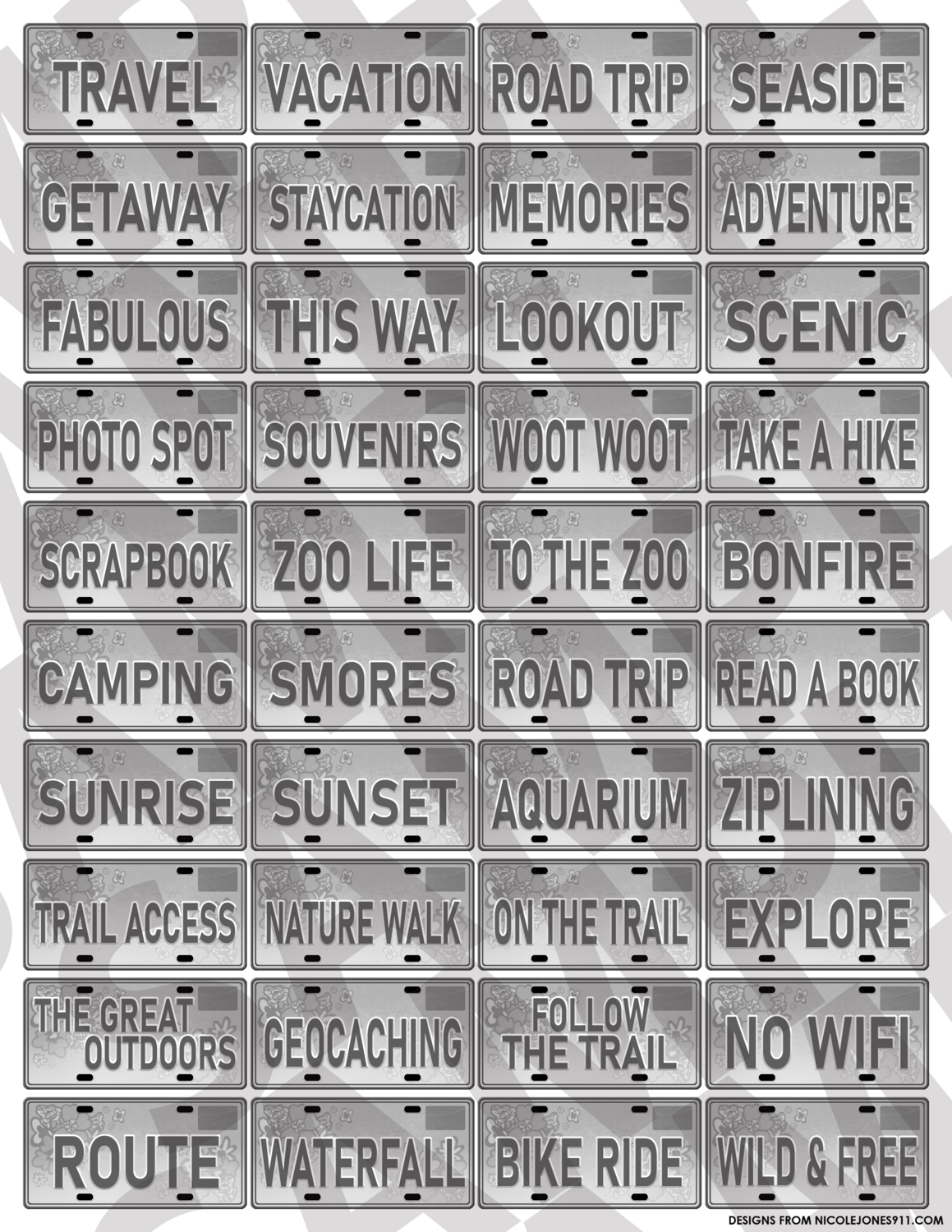 Light Gray - Words License Plates