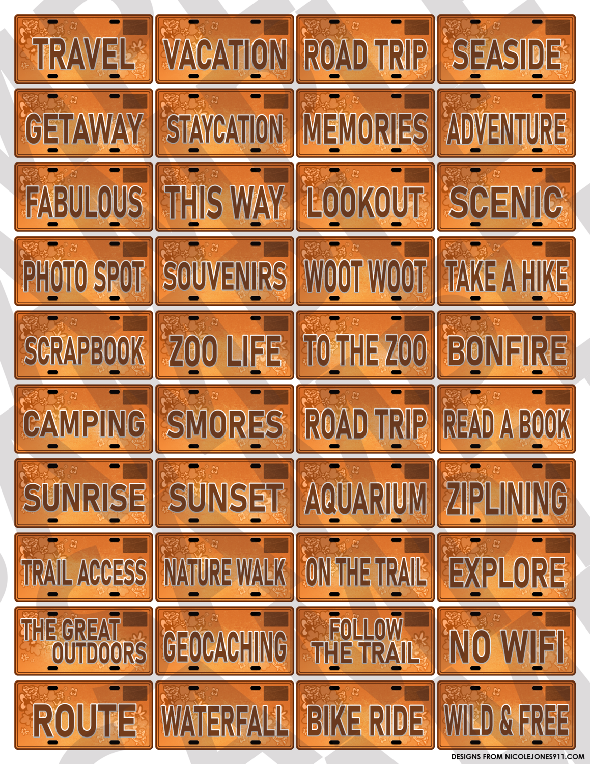 Orange - Words License Plates