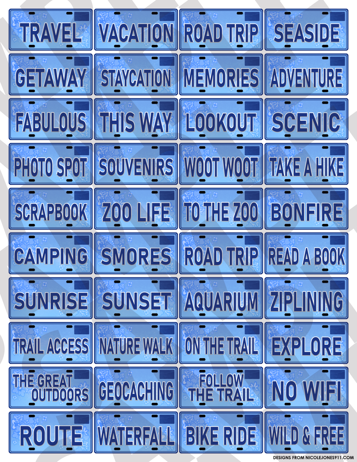 Blue - Words License Plates