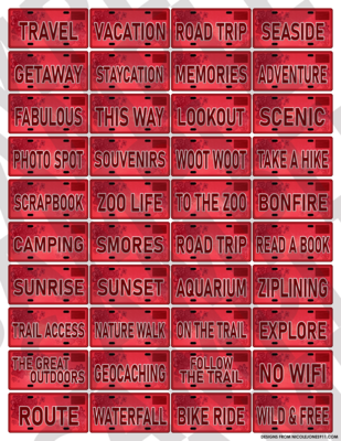 Red - Words License Plates