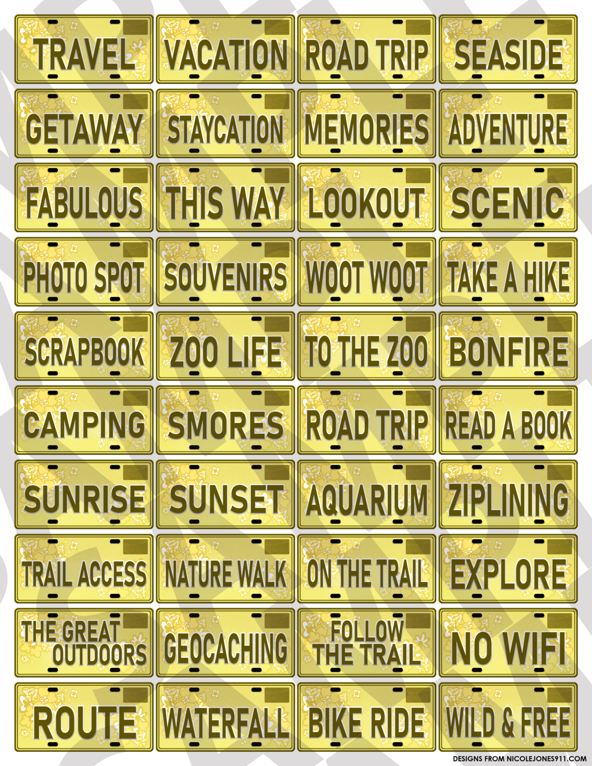 Yellow - Words License Plates