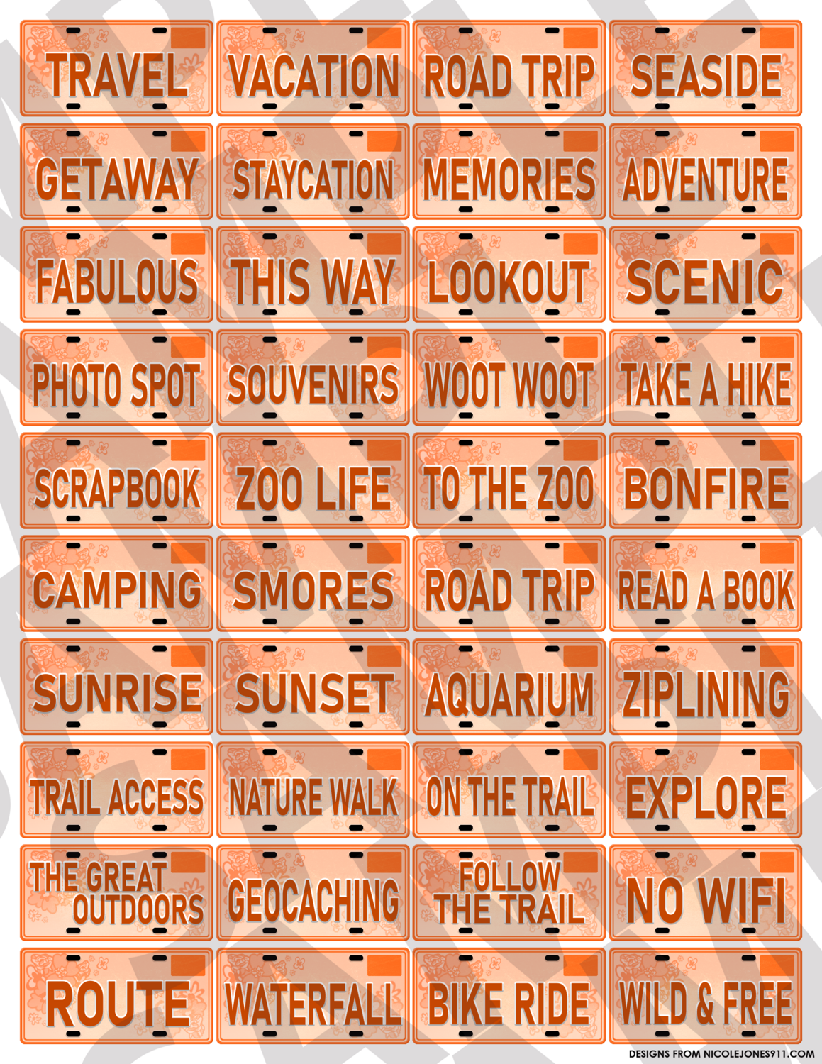 Bright Orange - Words License Plates