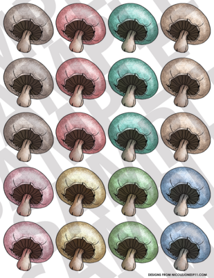 Pastel Paradise - Mushrooms 3-4
