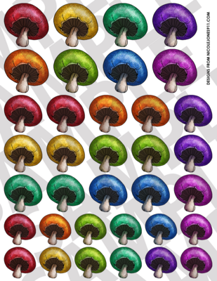 Radiant Rainbow - Smaller Mushrooms 3-4