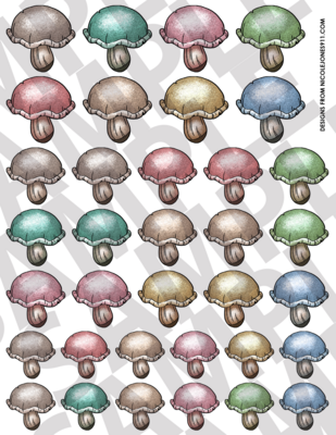 Pastel Paradise - Smaller Mushrooms 5-6