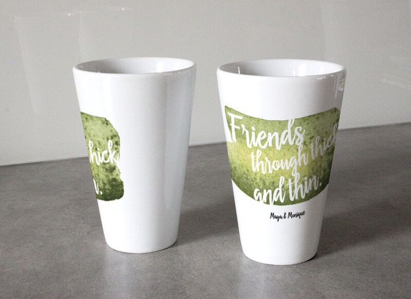 "Friends through thick and thin" (Individueller Becher)