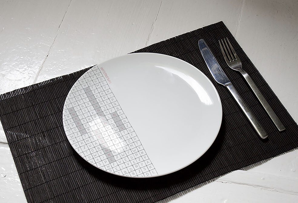 Familienteller "Rätselecke" (26 cm), Design: Silbenrätsel