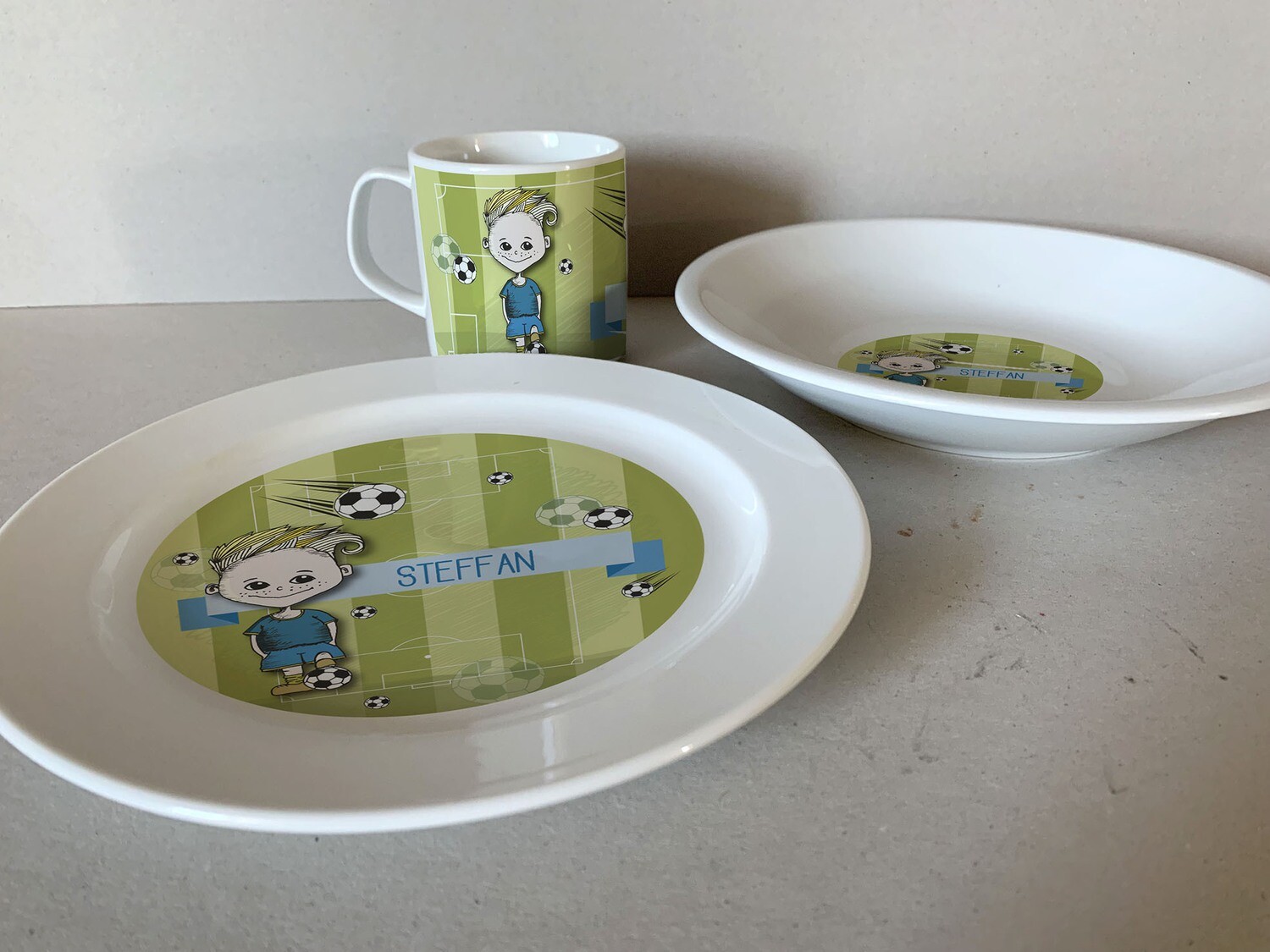 "Fußballstar" (Kinder-Geschirr-Set, 3-tlg.)