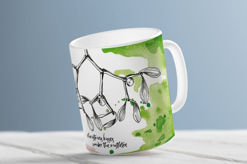 "Christmas kisses unter the mistletoe" (Individueller Becher)